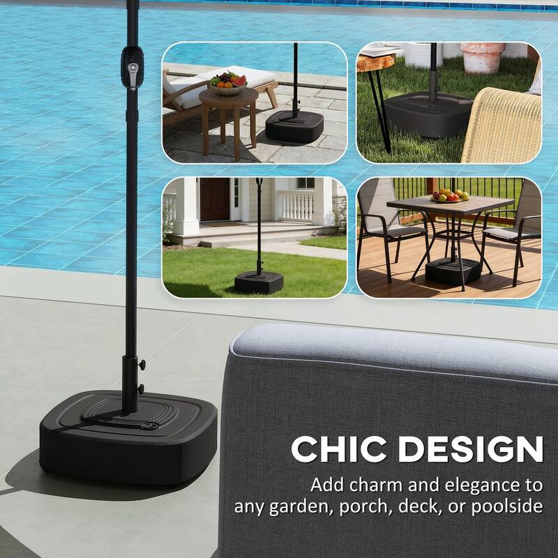 Outsunny Patio Umbrella Base with Wheels, Umbrella Stand with 110 lbs. Sand or 86 lbs. Water Filled