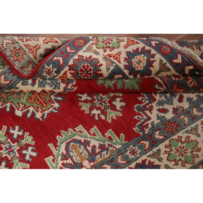 Red Kazak Foyer Rug Handmade Oriental Wool Carpet - 3'4" x 4'11"