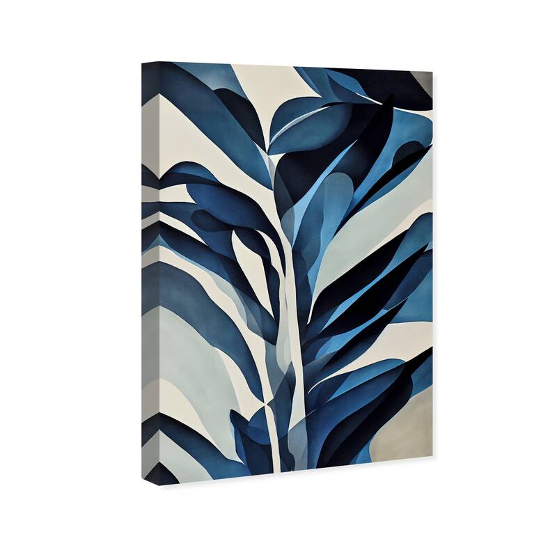 Wynwood Studio Canvas Floral and Botanical Azule Fern Blue and Tropical Wall Art Canvas Print - Blue, White