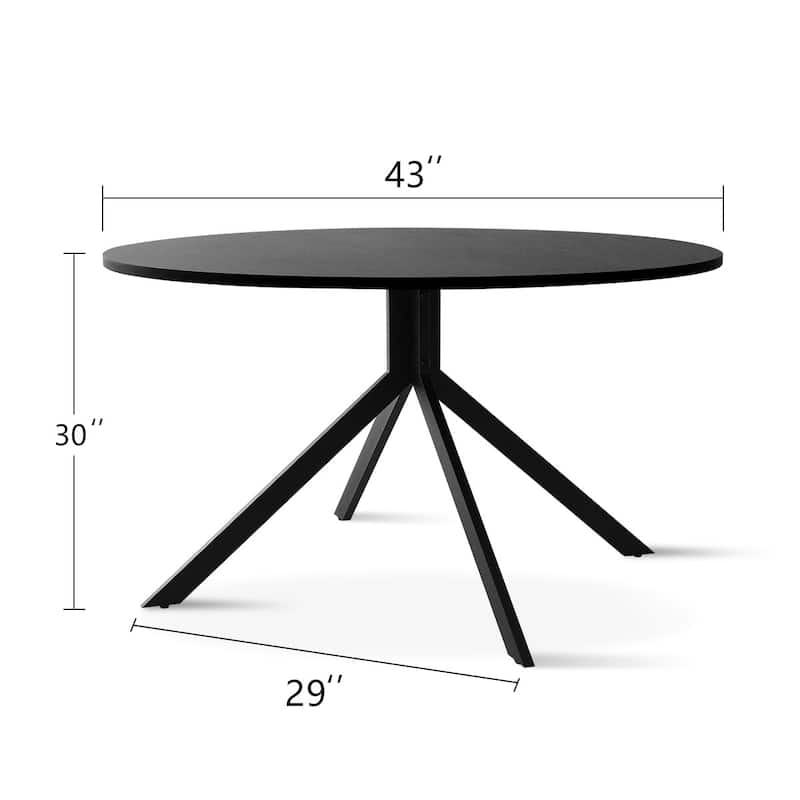43" Round Dining Table - Black