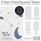 preview thumbnail 6 of 4, Sweet Jojo Designs Moon & Star Boy, Girl, Unisex/Gender Neutral 2 Pack Baby Bassinet Fitted Sheets - Solid Blue & Celestial, Sky