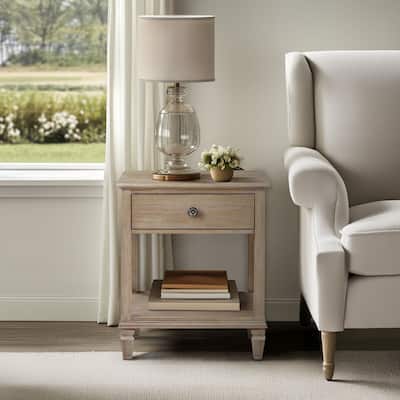 Madison Park Signature Victoria one-drawer wood bedside table with shelf
