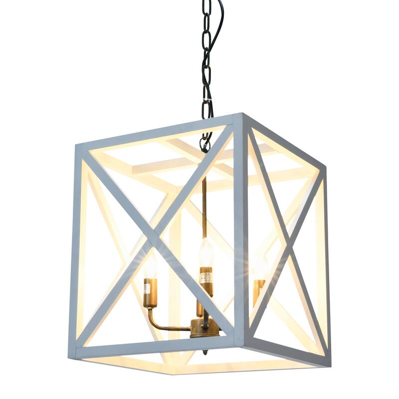 Rectangular Wood & Metal Pendant Light