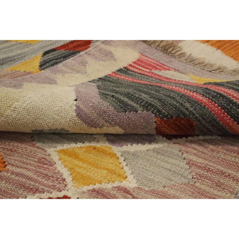 Hand Woven Oriental 100% Wool Carpet Southwestern Tribal Multi-Colored Kilim Area Rug - 6' 2'' X 4' 0''