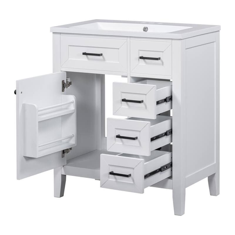 30-Inch Freestanding Green Bathroom Vanity with Ceramic Sink, Soft Close Drawers & Ample Storage