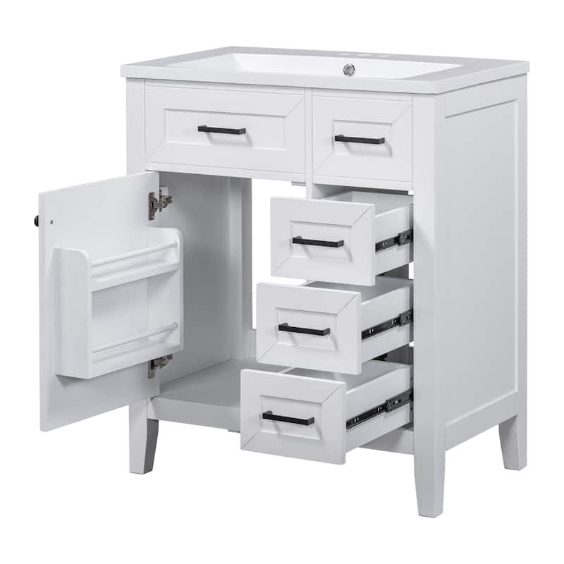 Bathroom Vanity with Single Sink, Bathroom Storage Cabinet with 3 Drawers, Bathroom Vanities with Soft Closing Cabinet Door