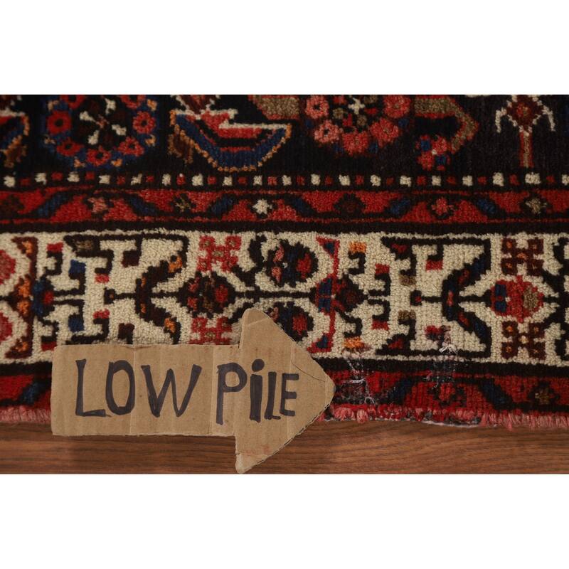 All-Over Hamedan Persian Vintage Runner Rug Hand-Knotted Wool Carpet - 3'8" x 10'2"
