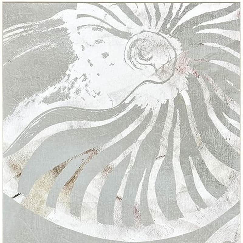 HomeRoots Set Of Two Nautilus Shell Distressed White Framed Wall Art