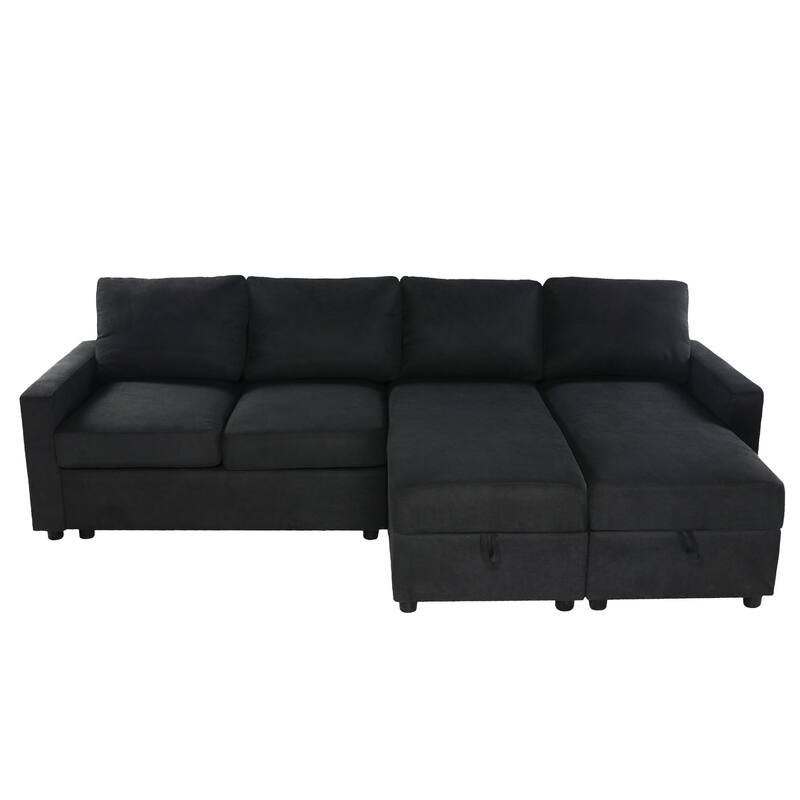 103.9" Sectional Sofa Convertible Sectional Sofa, U-shaped Sofa with Two Storage Chaise Lounges and Four USB Ports