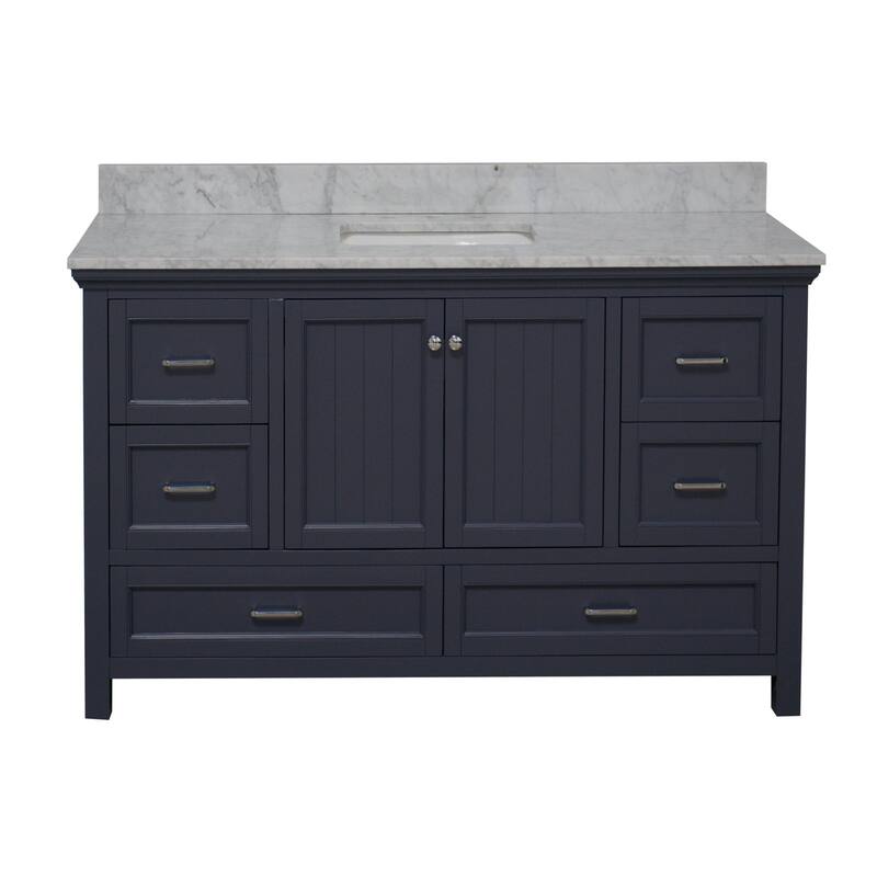 KitchenBathCollection Paige 60" Single Bathroom Vanity with Carrara Marble Top