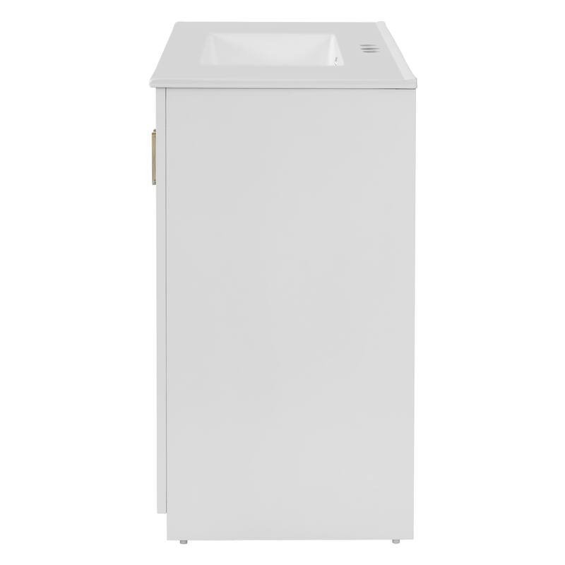 36'' Bathroom Vanity with Ceramic Sink Combo, Solid Wood Frame Bathroom Storage Cabinet with 3 Drawers& Soft Closing Doors