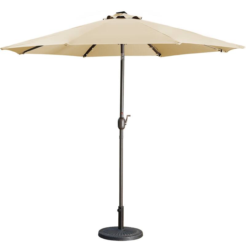 9Ft Patio Market Umbrella with 32 LED Round Solar