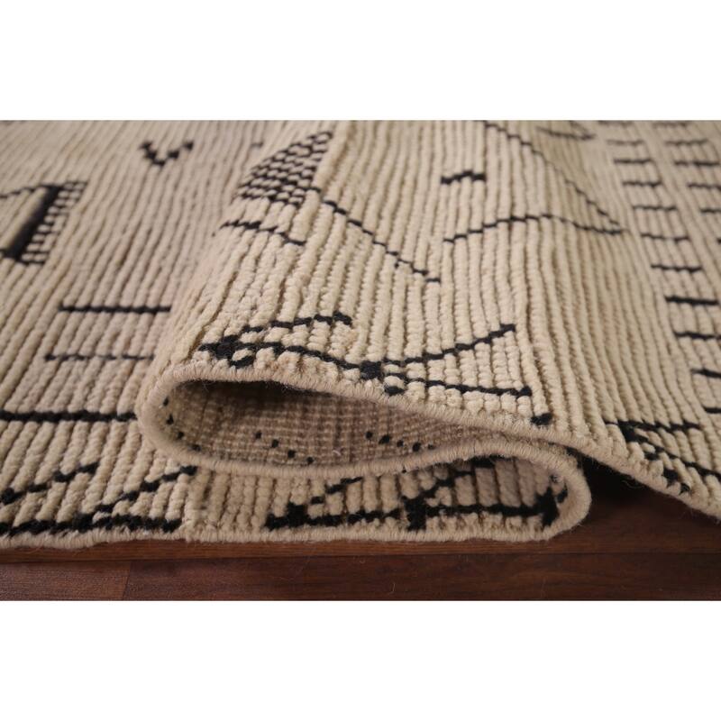 Abstract Moroccan Oriental Area Rug Handmade Wool Carpet - 4'11"x 8'7"