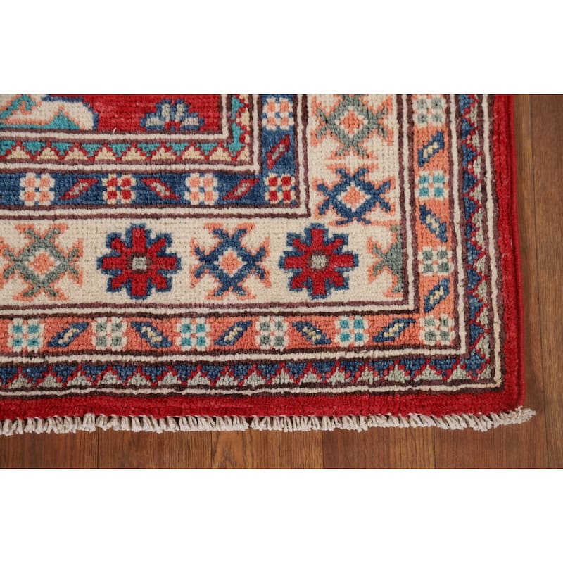 Red Kazak Oriental Runner Rug Handmade Wool Carpet - 2'10" x 9'10"