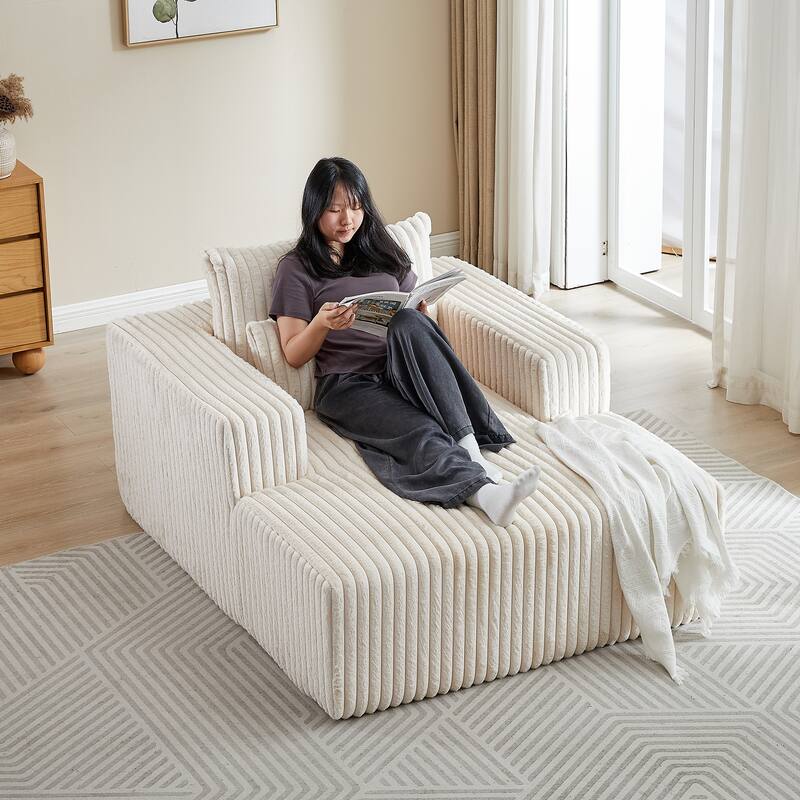 62.5-Inch Corduroy Modular Sleeper Sofa Bed with Removable Footrest