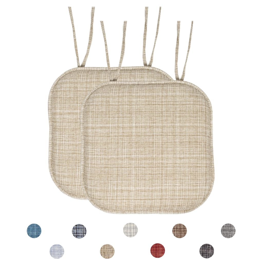 Sweet Home Collection Aria Memory Foam Non-Slip Chair Cushion with Ties