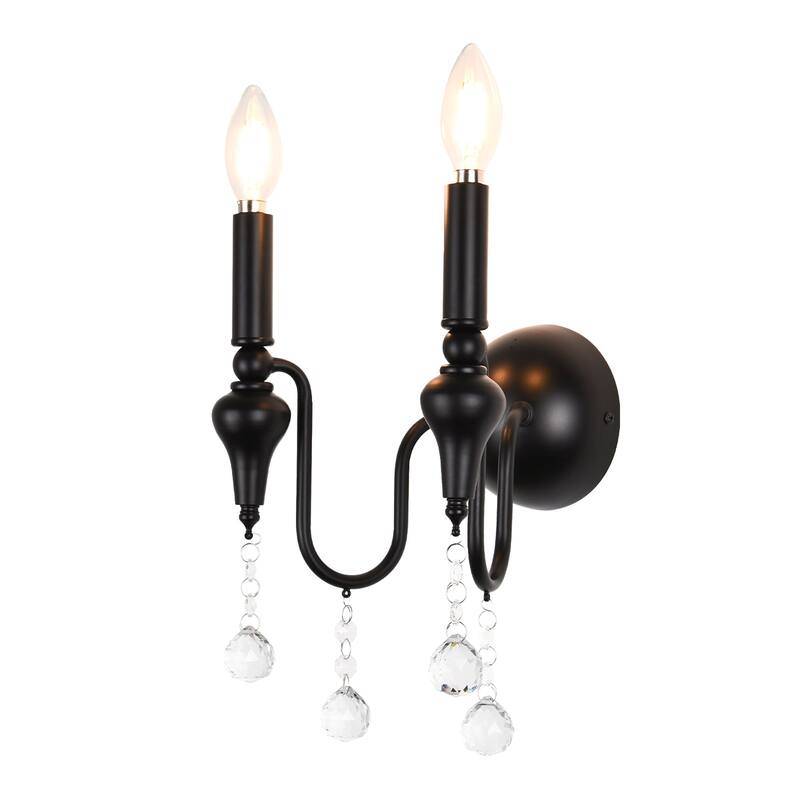 2 - Light Simple Round - Based Wall Sconce - Matte Black