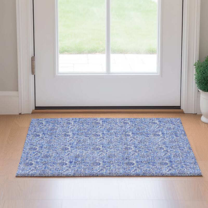 Premium Washable Super Soft Floral Modern Mayfield Rug - Blue - 1' 8" x 2' 6" - Rectangle