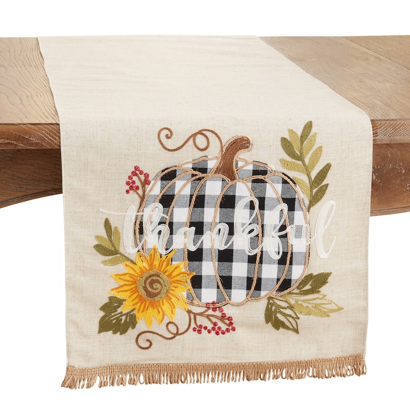 Thankful Plaid Pumpkin Design Table Runner - 16"x70"