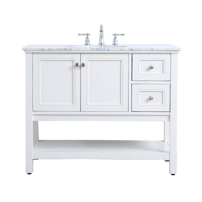 Elegant Lighting VF27042 Metropolis 42" Free Standing Single Basin - White - Painted