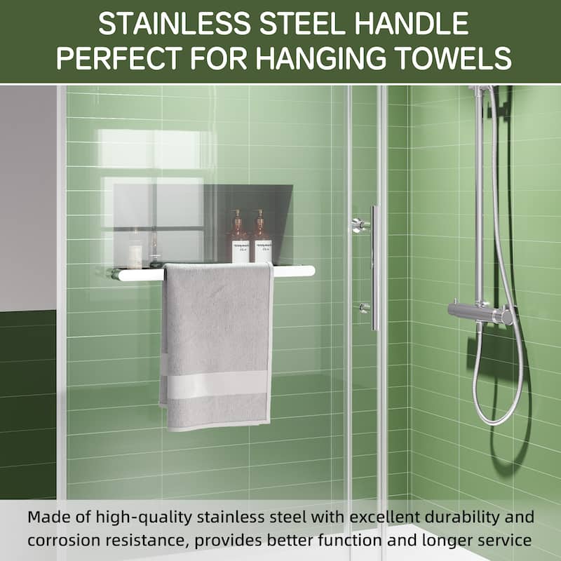 60" x 75" Sliding Shower Door with 8mm Tempered Glass, Half-Frame, Round Tube & Silent Rollers