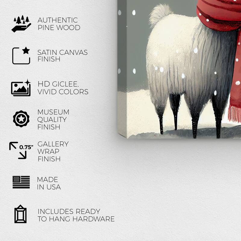 Wynwood Studio Canvas Animals Alpaquita Red and Modern & Contemporary Wall Art Canvas Print - Red, Gray