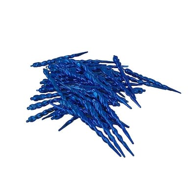 Shiny Shatterproof Icicle Christmas Ornaments - 5" - Lavish Blue - 36ct