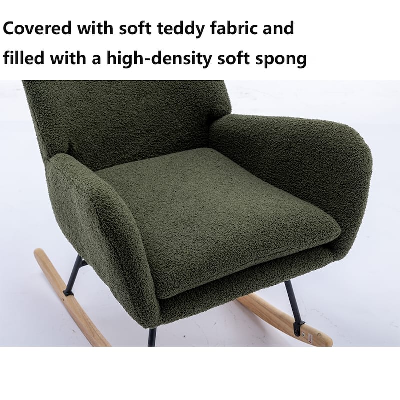 Teddy Fleece Accent Rocking Chair, Glider Rocker, Side Pockets