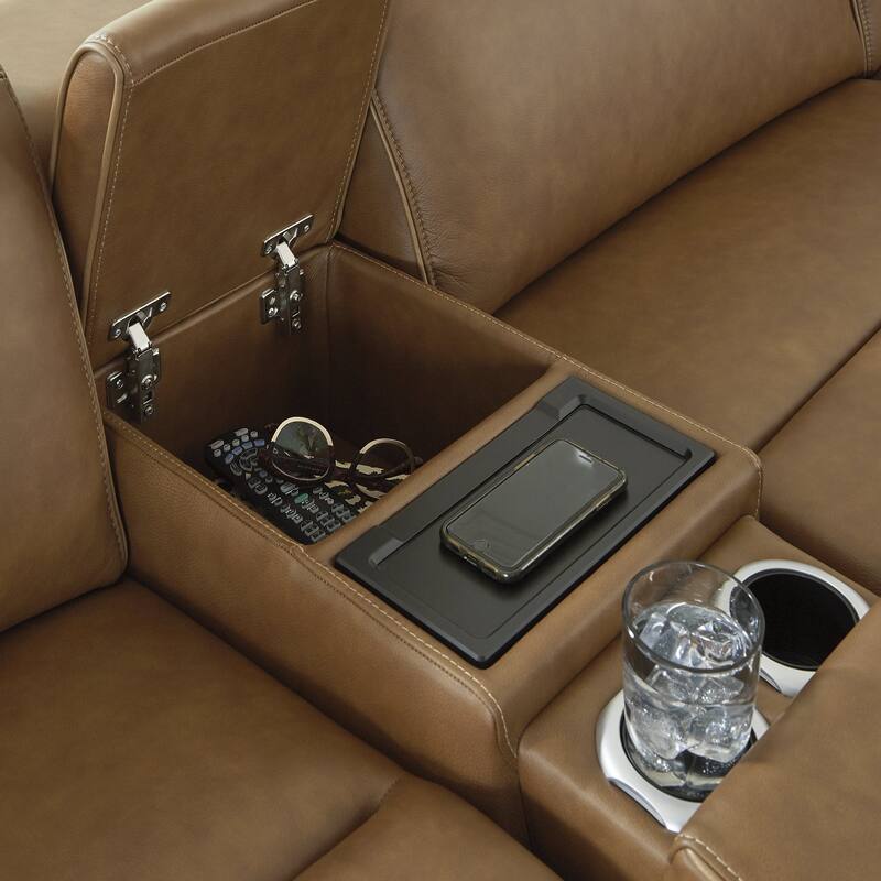 Signature Design by Ashley Rally-Up Brown 3-Piece Power Reclining Sectional Loveseat with Console - 97" W x 40" D x 34" H