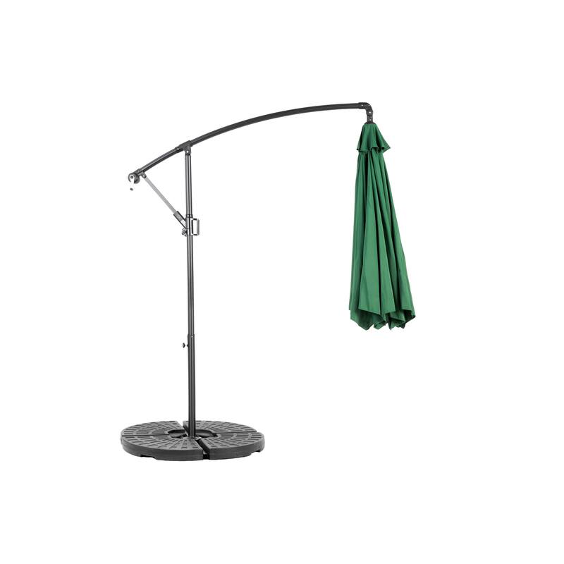 Hanging Patio Umbrella Polyester Parasol with Tilt Adjustment 8 Ribs, for Backyard Poolside - (Dark Green)