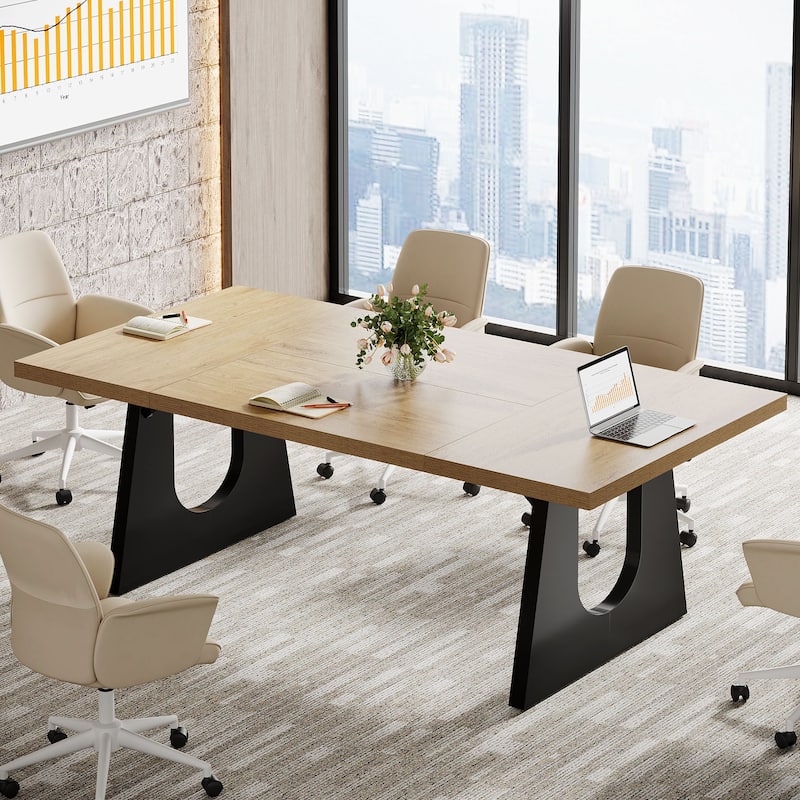 Wood Conference Table Oka Rectangular Office Meeting Room Desk - Oak