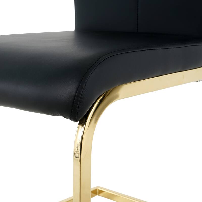Bedroom Cushion Seats Vanity Chairs, Black Dining Chairs, Living Room Chairs Upholstered Chairs with Gold Metal Legs Set of 2