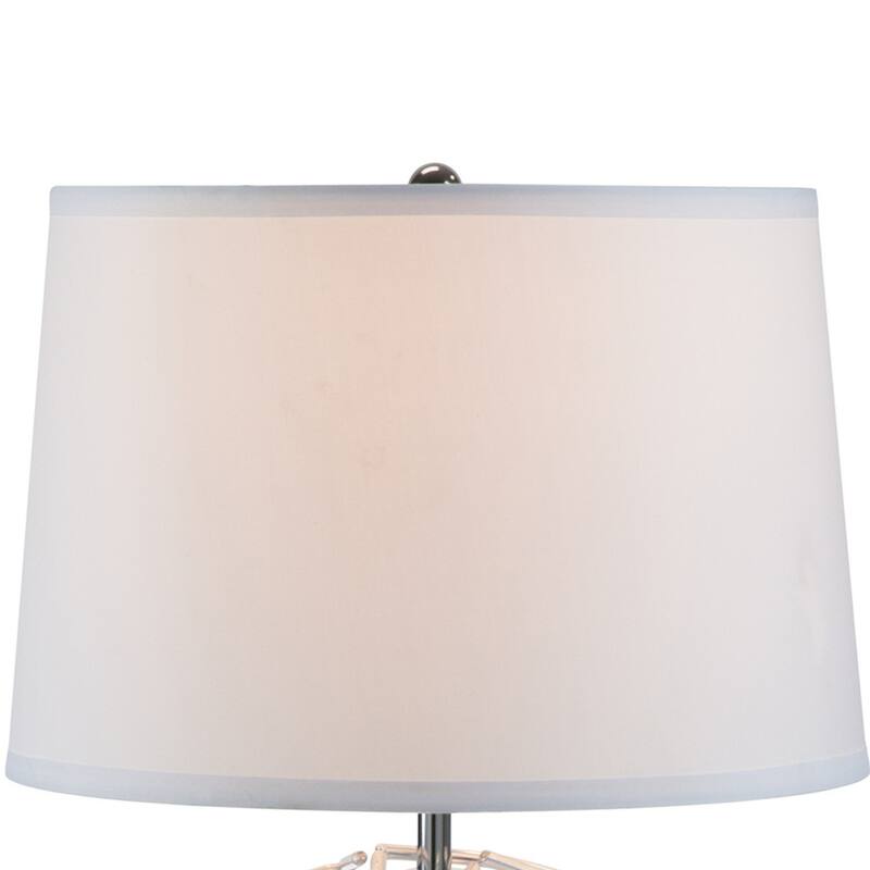 24 Inch Table Lamp, Silver Hollow Geometric Globe Base, Empire Shade