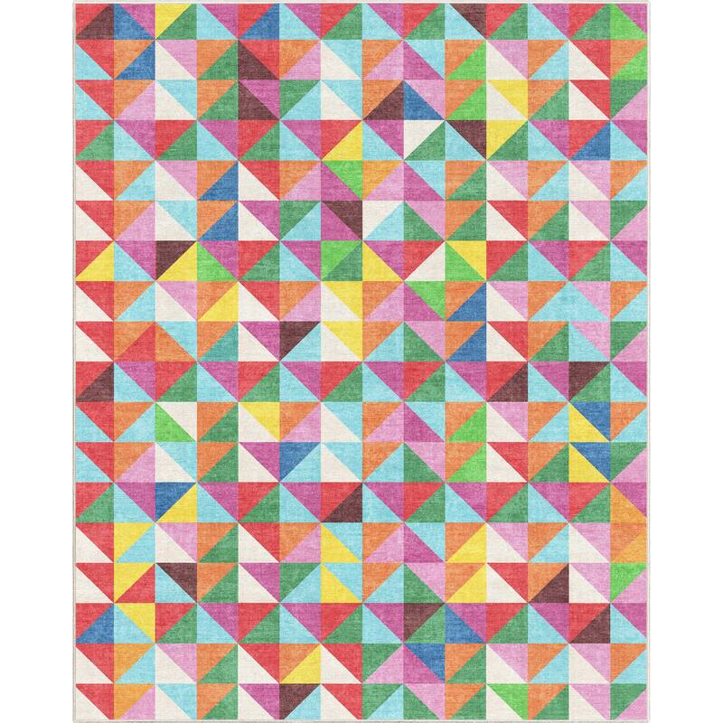 Well Woven Crayola Modern Tile Geometric Vibrant Multi Color Rug