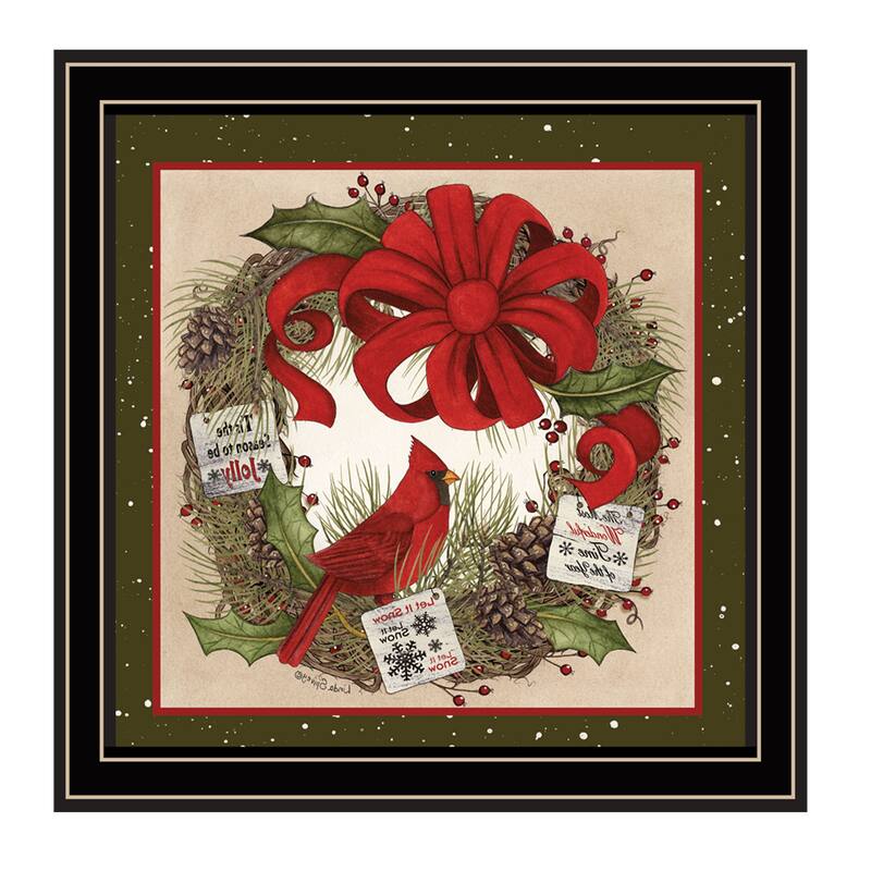 HomeRoots Cardinal Wreath Black Framed Wall Art