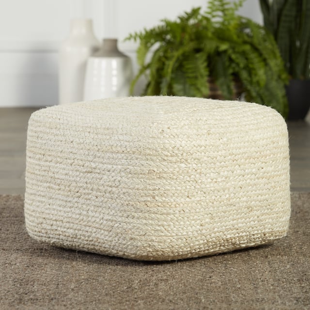 The Curated Nomad Camarillo Modern Cube Shape Jute Pouf