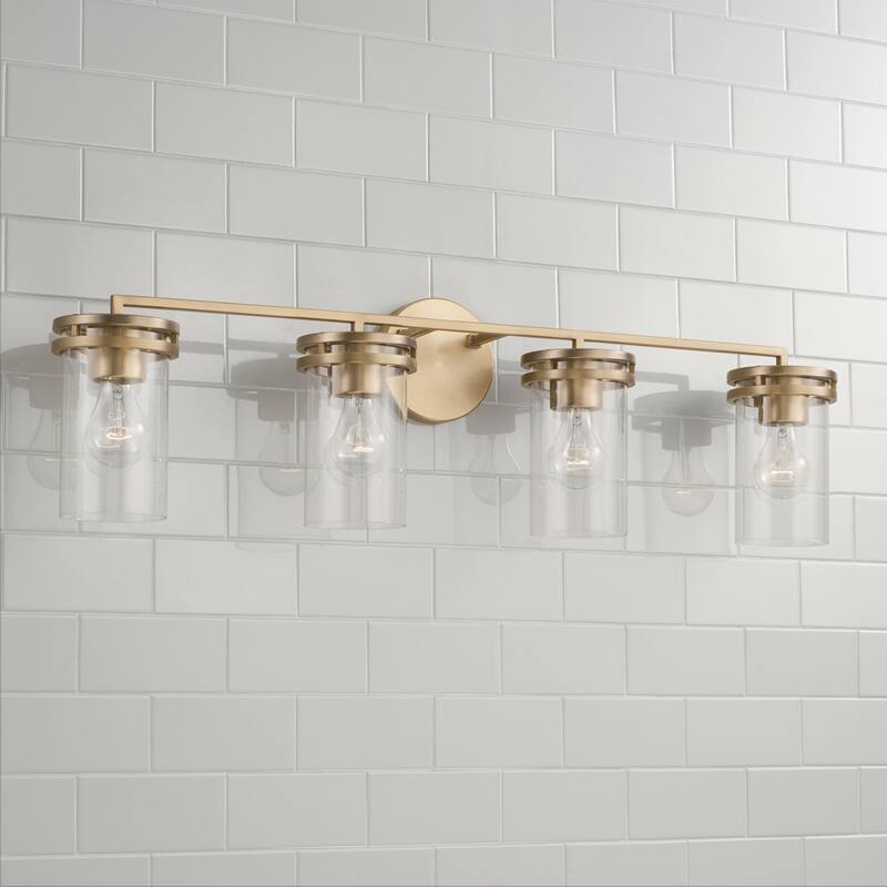Fuller 4-light Bath/ Vanity Fixture w/ Clear Glass