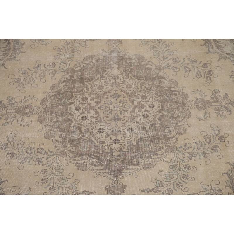 Hand Knotted Oriental 100% Wool Carpet Traditional Medallion Beige & Ivories Tabriz Area Rug - 12' 6'' X 9' 6''