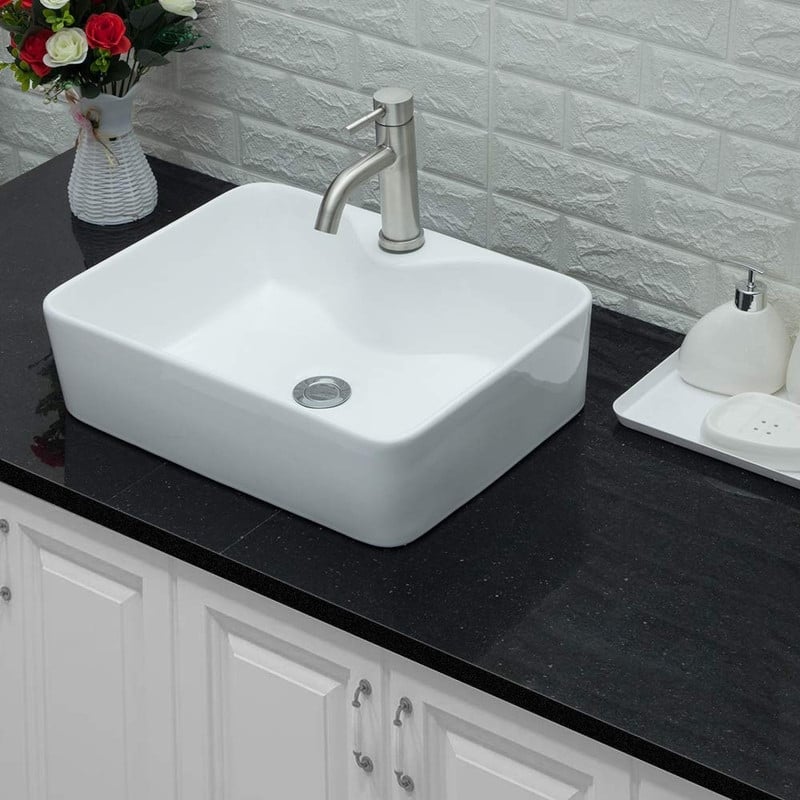 Rectangle Above Counter Porcelain Ceramic Bathroom Vessel Vanity Sink