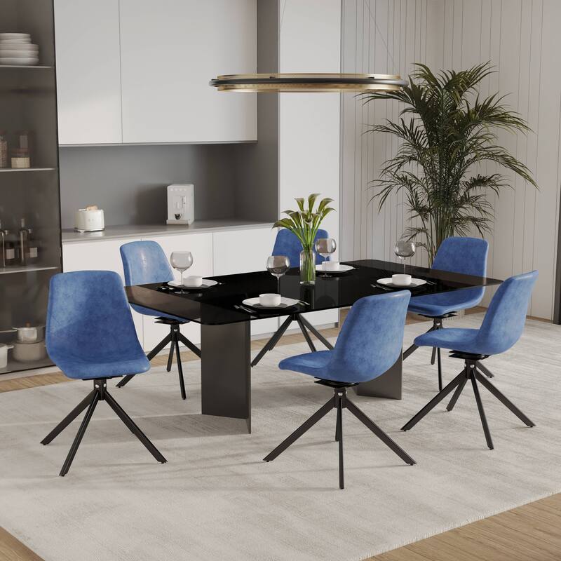 Markley Leather Dining Chair 360 Degree Swivel with Iron legs Modern Accent Side Chair