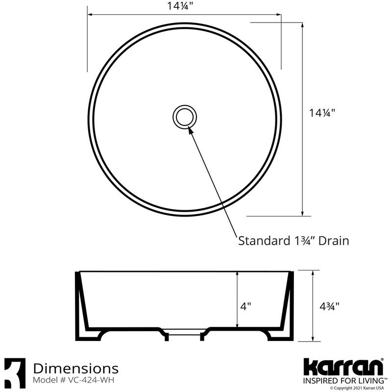 Karran USA VC-424 Valera 14-1/4" Circular Vitreous China Vessel
