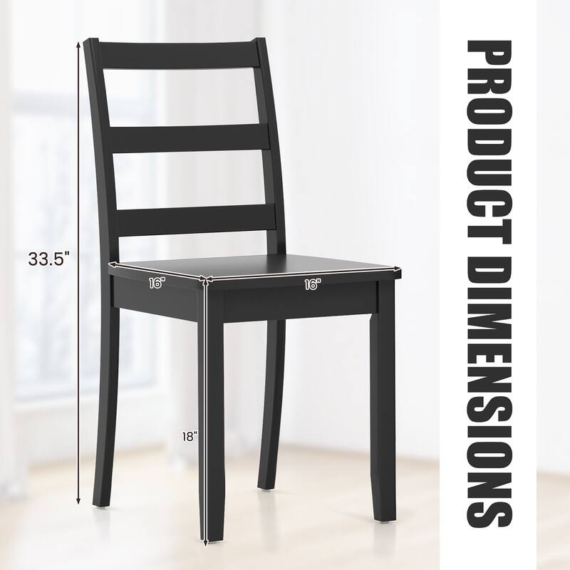 Gymax Set of 2 Dining Chairs Ladder Back Armless Side Chair w/ Solid