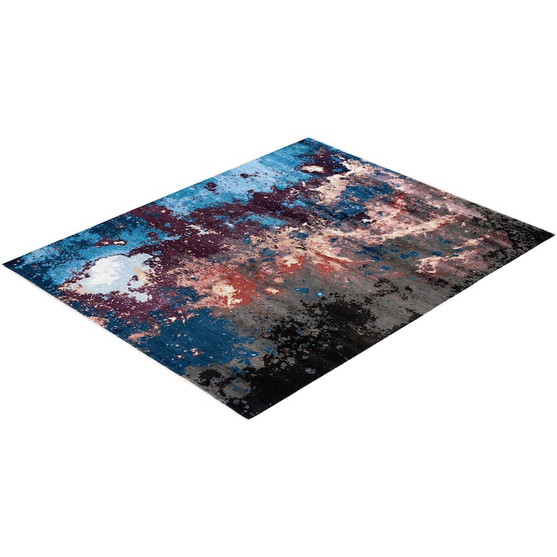 Ikat One-of-a-Kind Hand-Knotted Area Rug, Blue - 8' 2" x 10' 2"