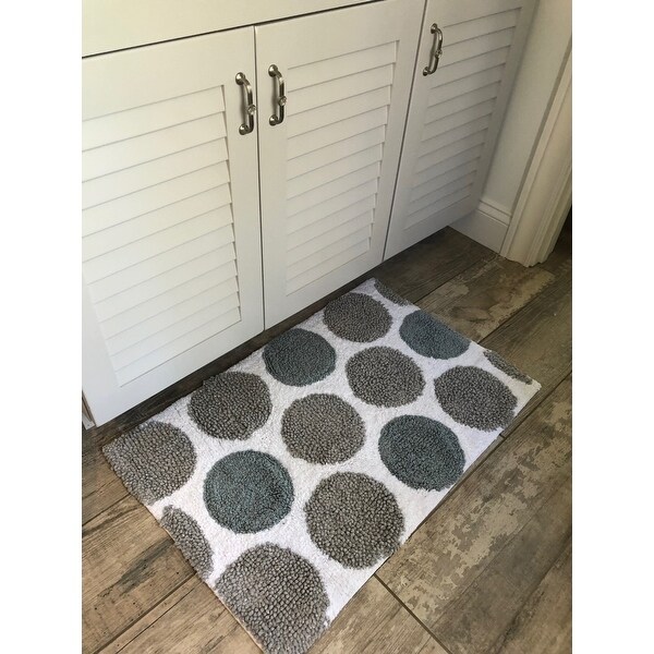 Shop Avanti Dotted Circles White Blue Grey Cotton 20 X 30 Inch Bath Rug On Sale Overstock 15999799