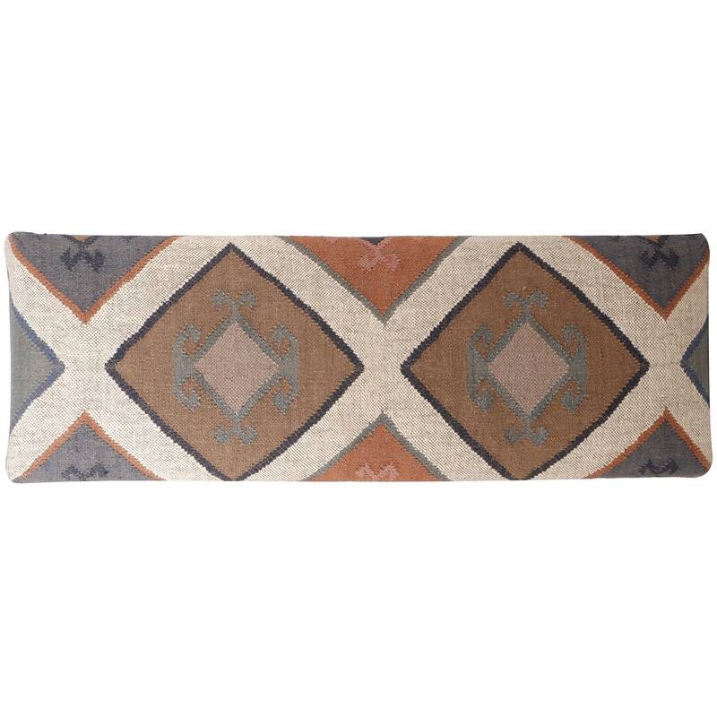 Handmade Kilim Upholstered Wooden Bench (India) - 48" W x 16" L x 18" H