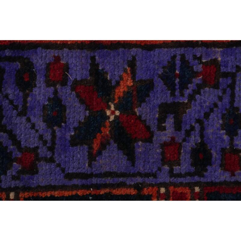 Hand Knotted Oriental 100% Wool Carpet Traditional Geometric Red Ardebil Runner Rug - 11' 0'' X 3' 2''
