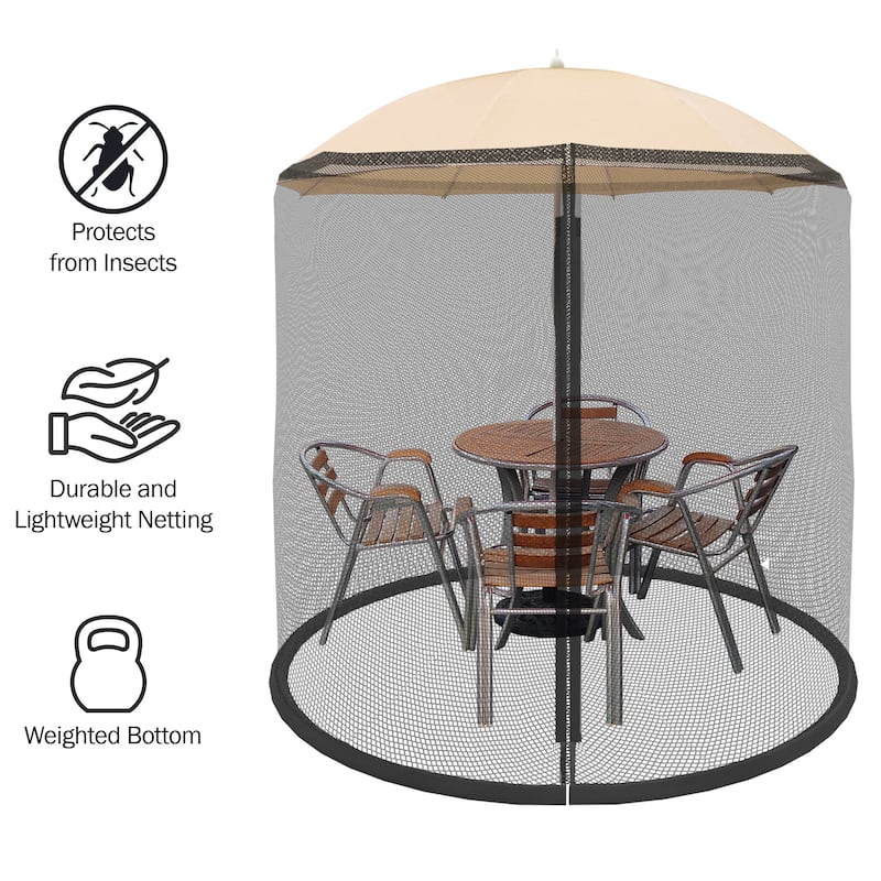 Pure Garden Black Zippered Bug Screen for 7.5-foot Outdoor Umbrella - Black
