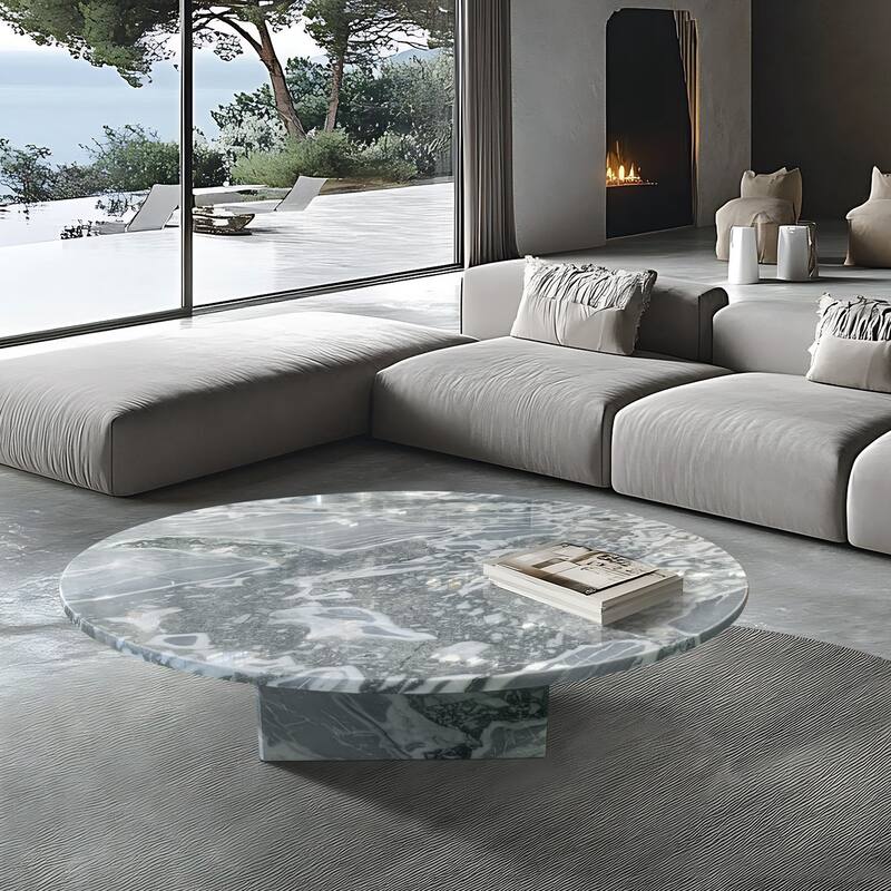 35.4" Natural Marble Stone Coffee Table