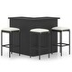 preview thumbnail 1 of 10, vidaXL 4 Piece Patio Bar Set with Cushions Poly Rattan Black - 15" x 15" x 29.9"