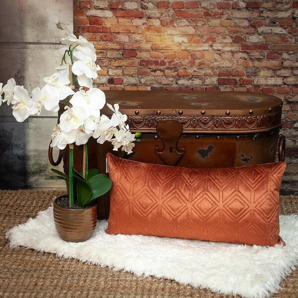 Tufted Diamonds Terra Cotta Velvet Lumbar Accent Pillow Bed Bath & Beyond 39555525